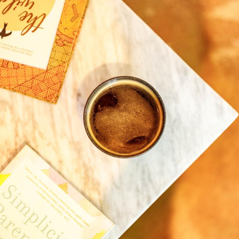 Americano coffee, top view.